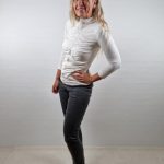 Råhvid draperet jersey bluse