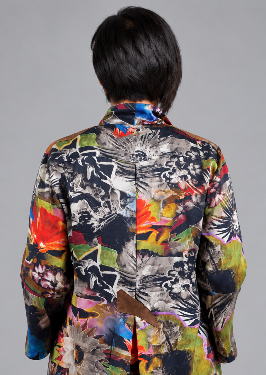 Silkekjole med skinddetaljer multicolor - Billede 6