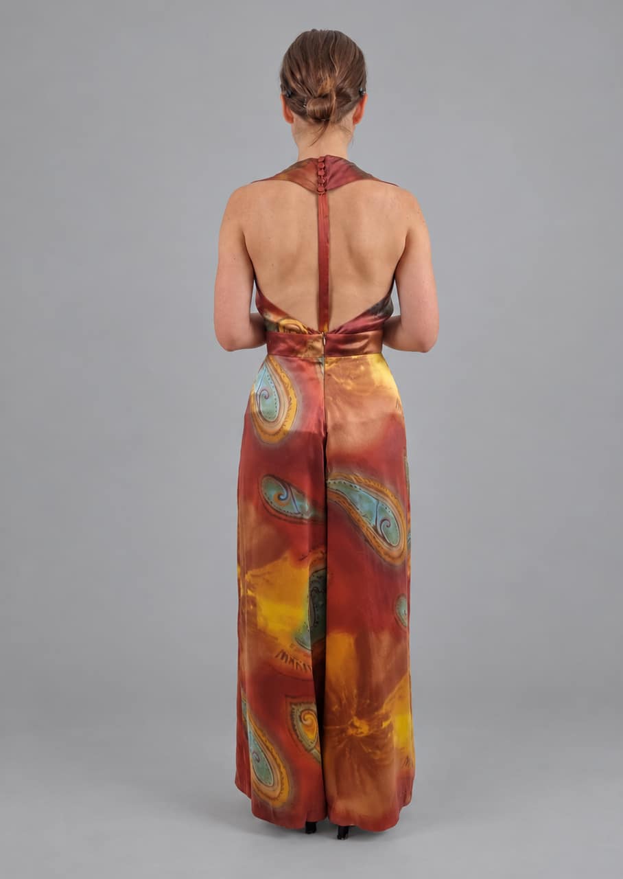 Silkebuksedragt med cape i multicolor - Billede 5
