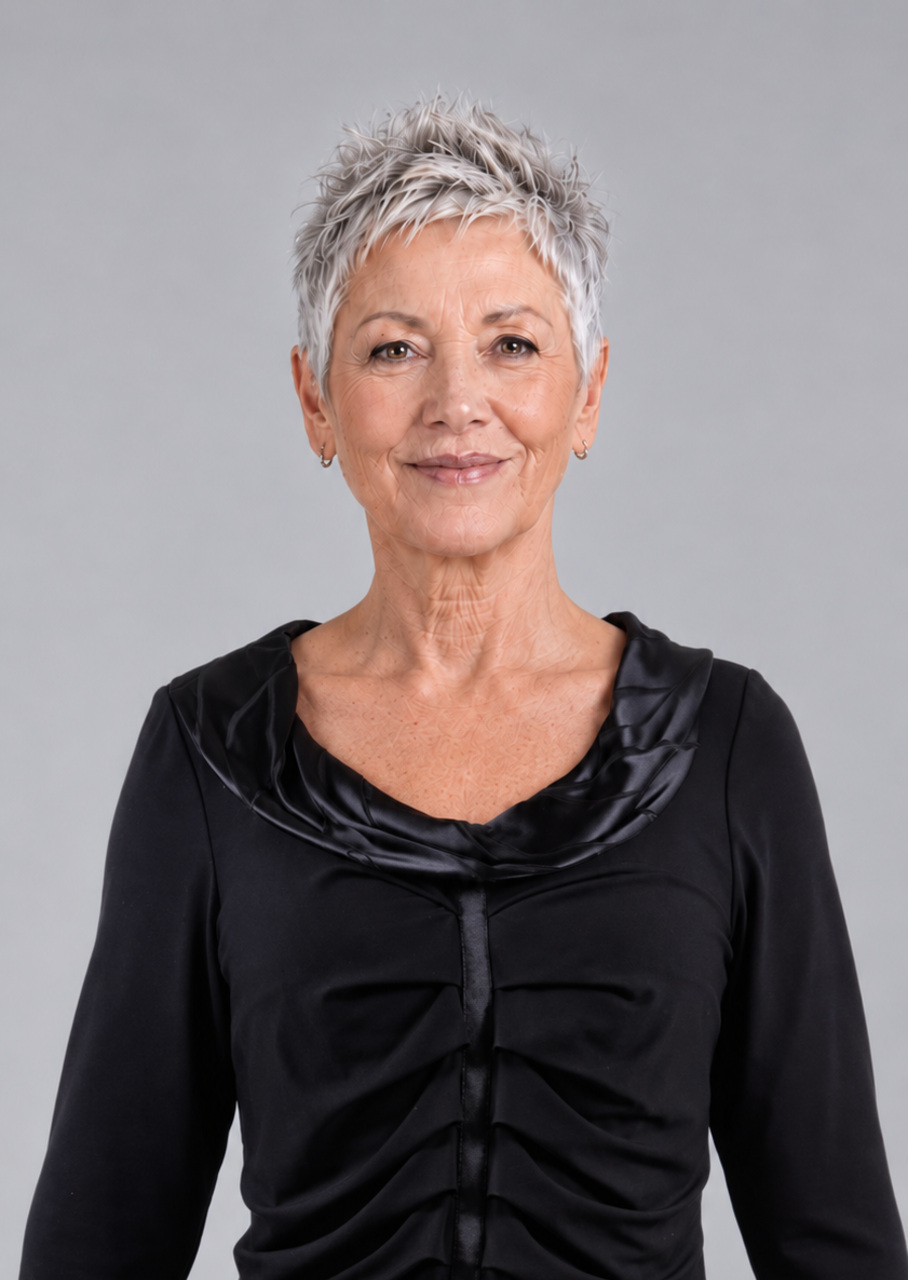 Sort draperet bluse med silkekrave - Billede 3