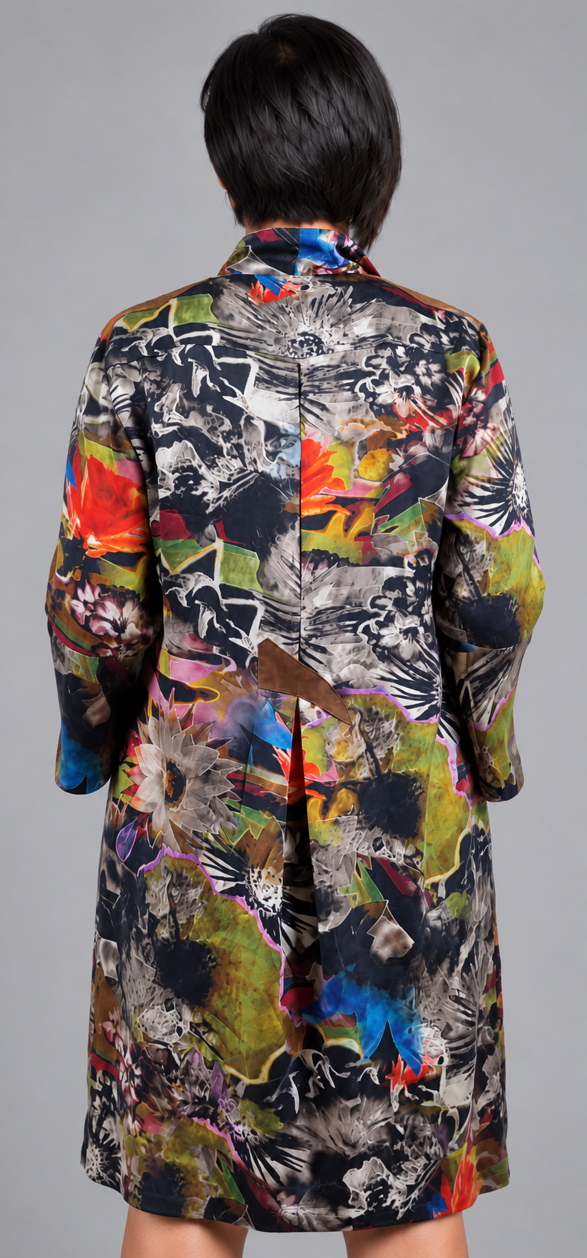 Silkekjole med skinddetaljer multicolor - Billede 7