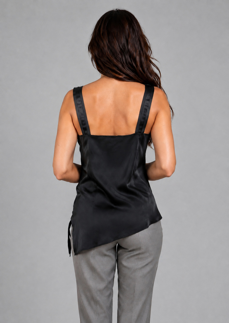 Sort asymmetrisk silketop, bagfra