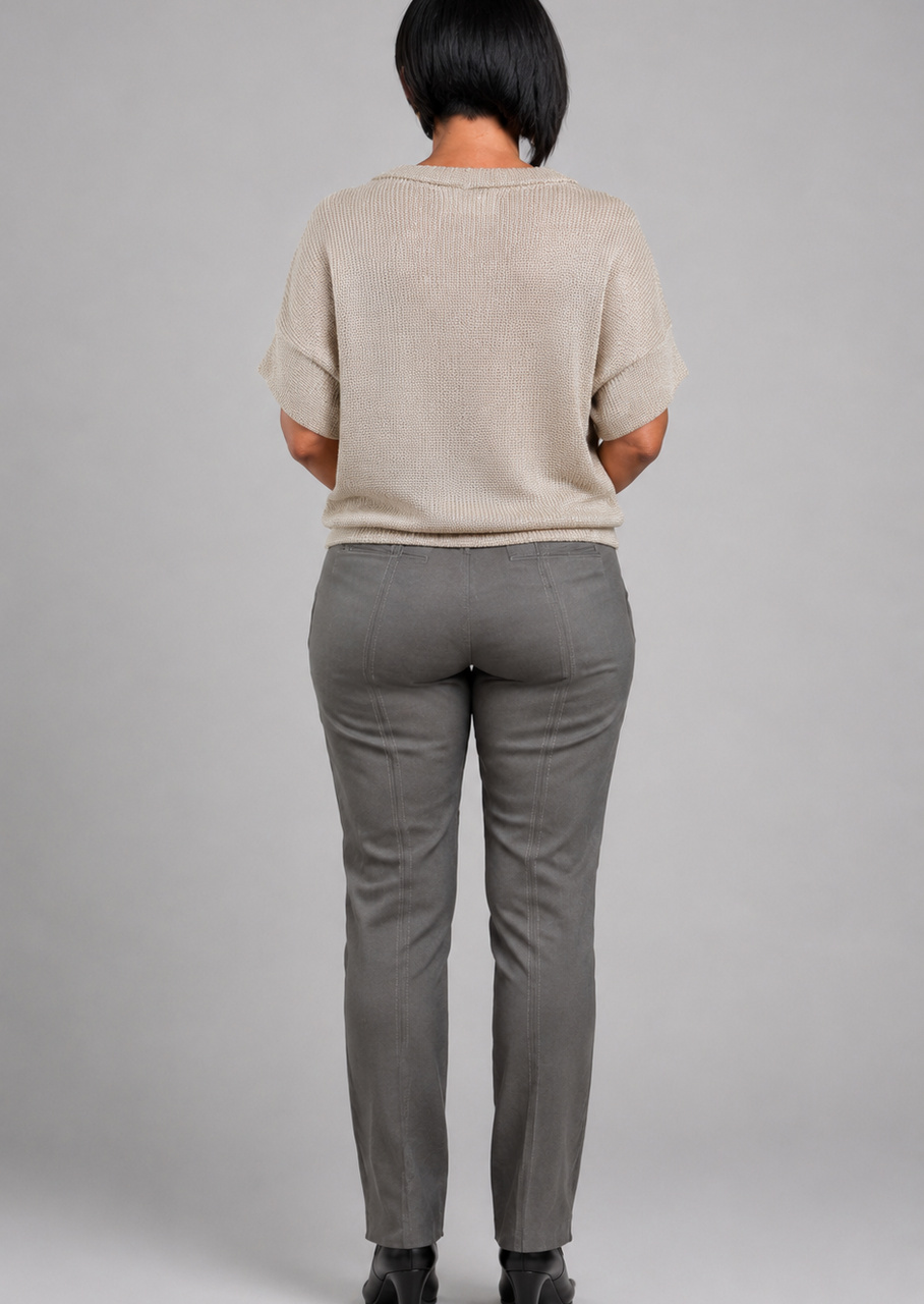 Elegant guld strik bluse m bådudskæring, set bagfra