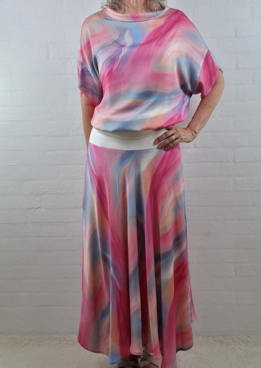 To-delt viskose sæt med print