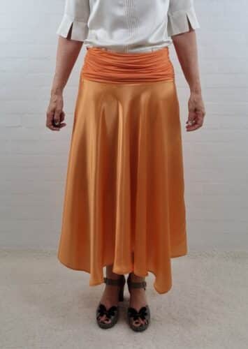 Orange swing nederdel i silke