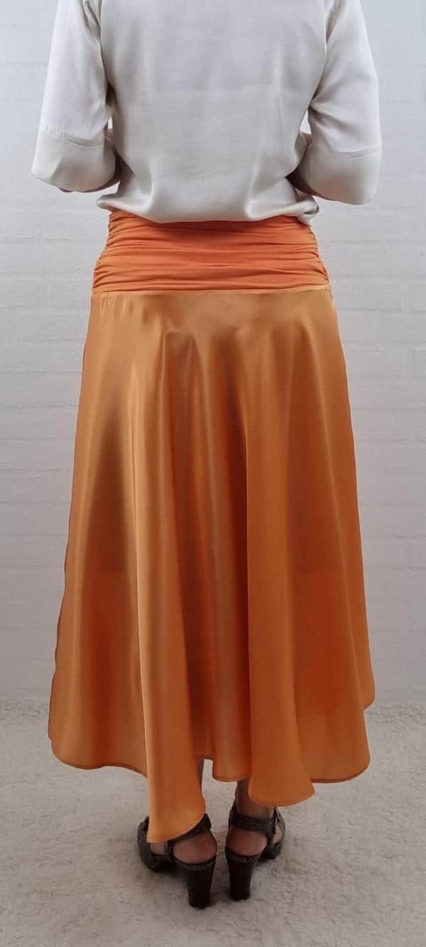 Orange swing nederdel i silke
